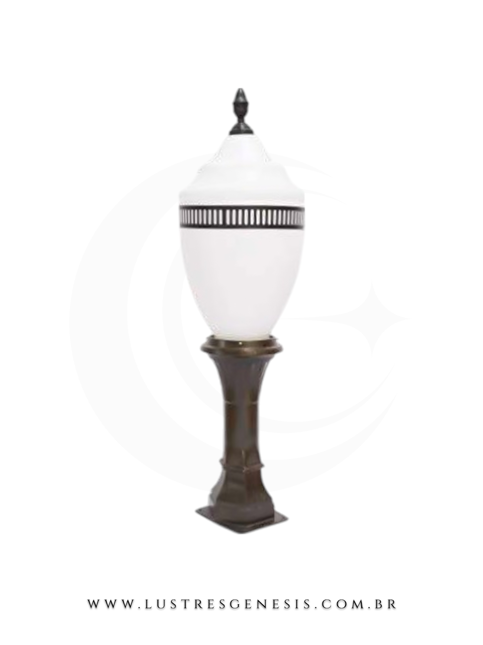 Poste Balizador de Jardim Externo 1,20cm Globo Branco e em Alumínio Fundido Clássico para Fachada, Muro, Garagem e Área Externa Gourmet